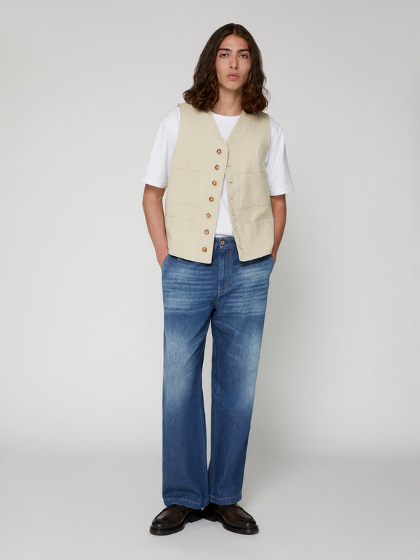Gilet da Uomo Worker Multi Tasche Bianco