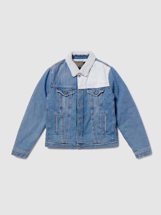 Giubbino da Uomo Denim Blu Toppe Bianche