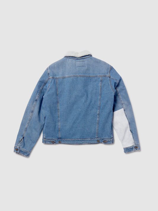 Giubbino da Uomo Denim Blu Toppe Bianche