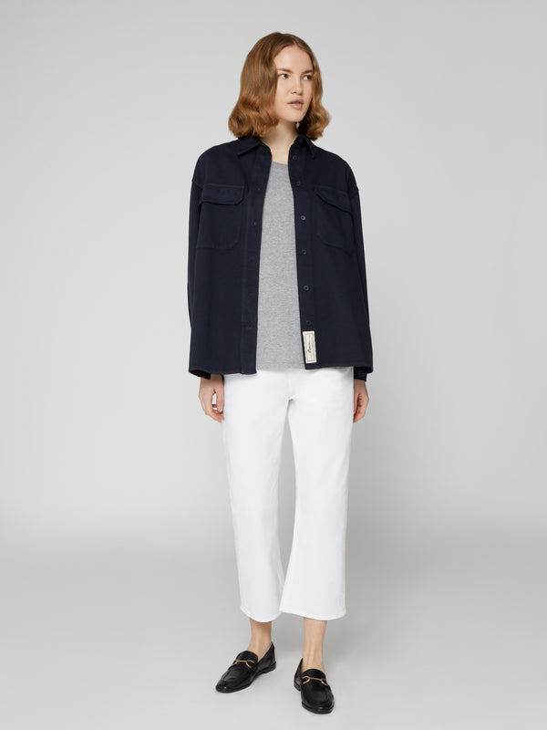 Overshirt da Donna Tasche con Patta sul Petto Blu