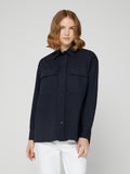 Overshirt da Donna Tasche con Patta sul Petto Blu