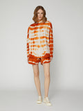 Camicia Oversize da Donna Manica Raglan Tie Dye Arancione 