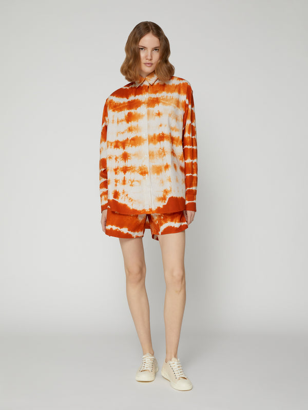 Camicia Oversize da Donna Manica Raglan Tie Dye Arancione 