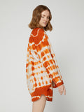 Camicia Oversize da Donna Manica Raglan Tie Dye Arancione 
