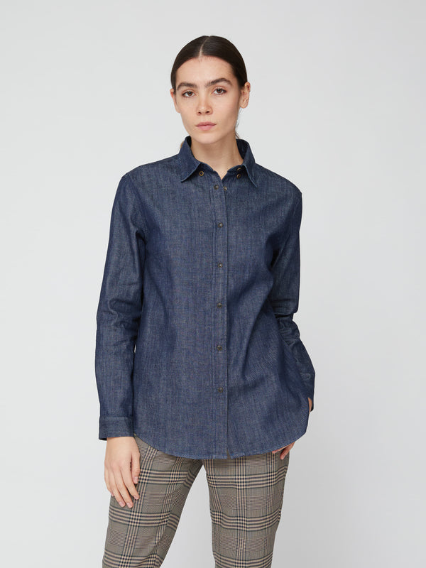 CAMICIA BOTTON DOWN DENIM BLU RINSE