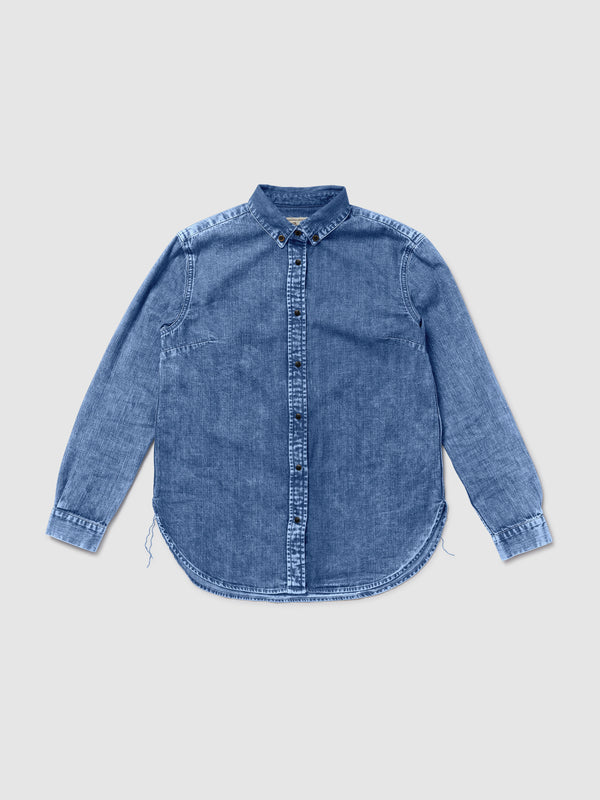 CAMICIA BOTTON DOWN DENIM BLU STONEWASH