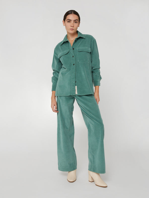 Overshirt da Donna in velluto verde