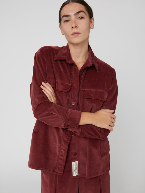 Overshirt da Donna in velluto rossa
