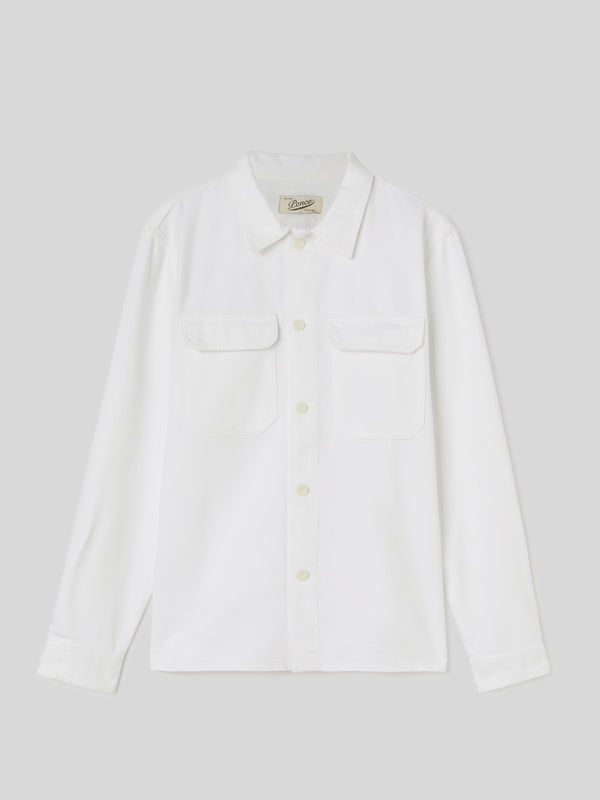  Overshirt da Uomo Tasche sul Petto Bianca