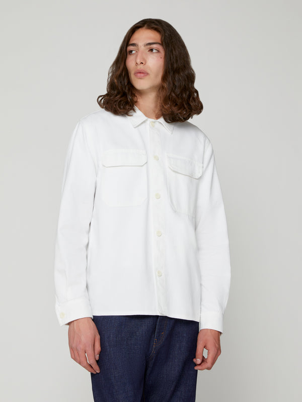  Overshirt da Uomo Tasche sul Petto Bianca