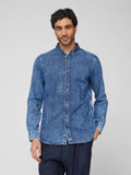CAMICIA BOTTON DOWN BLU STONEWASH