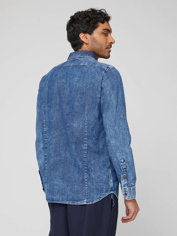CAMICIA BOTTON DOWN BLU STONEWASH