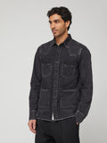 CAMICIA CON TASCHE APPLICATE DENIM NERO