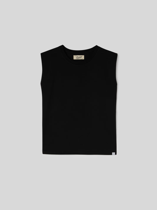 T-Shirt Girocollo da Donna Senza Maniche Cotone Nero