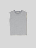 T-Shirt Girocollo da Donna Smanicata Jersey di Cotone Grigio