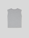T-Shirt Girocollo da Donna Smanicata Jersey di Cotone Grigio