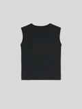 T-Shirt da Donna Girocollo Smanicata Jersey di Cotone Nero