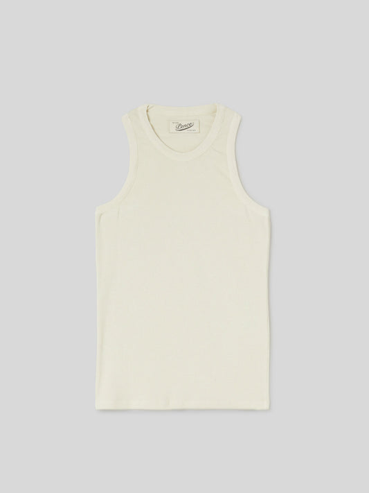 Canotta da Donna a Coste Slim Fit Ecrù